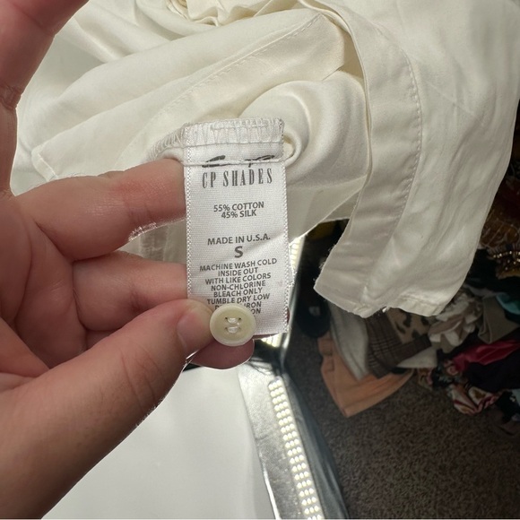 CP Shades White Cotton and Silk Blend Button Up Size Small Coastal Beach - Picture 3 of 7